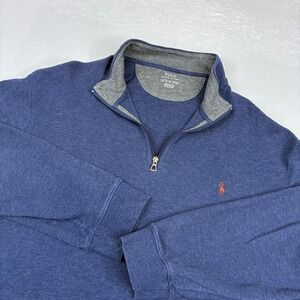 Polo Ralph Lauren Mens XXL Quarter Zip Pullover Navy Blue Heather Pony Logo